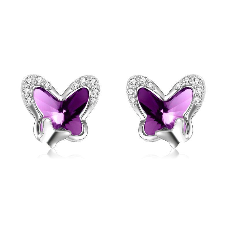 925 Sterling Silver Butterfly Stud Hypoallergenic Earring