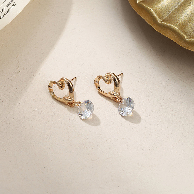 Love Shiny Zircon Earrings Hypoallergenic Heart Earrings