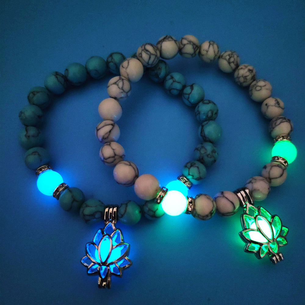 Energy Luminous Lotus Natural Stone Yoga Bracelet