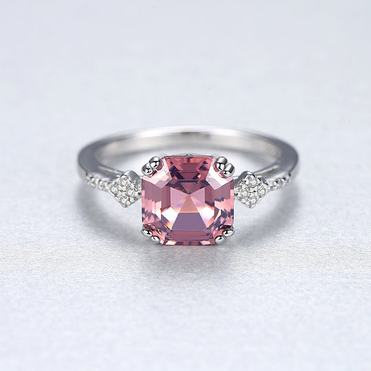 925 sterling silver ring set with light brown morganite