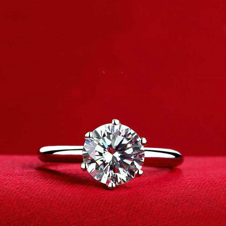 Silver-plated Moissanite Diamond Ring for Women