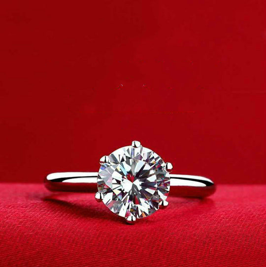 Silver-plated Moissanite Diamond Ring for Women