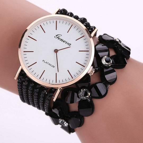 Fashion Geneva Flowers Watches Women Dress Elegant Quartz Bracelet