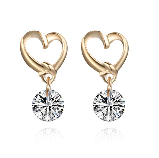 Love Shiny Zircon Earrings Hypoallergenic Heart Earrings