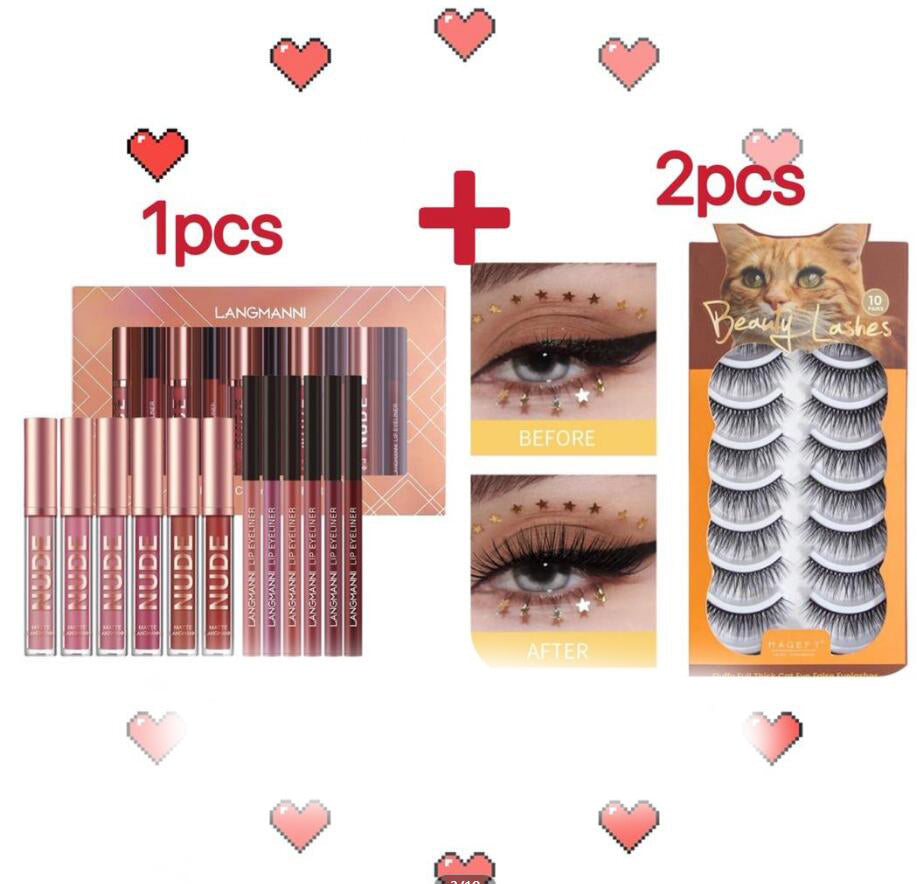 Lip Liner And Lipstick Makeup 12 Pcs Set 6 Matte Lipstick