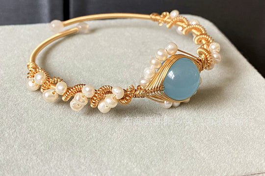 Handmade Bracelet Hailan Baohai Sapphire Natural White Pearl Bracelet