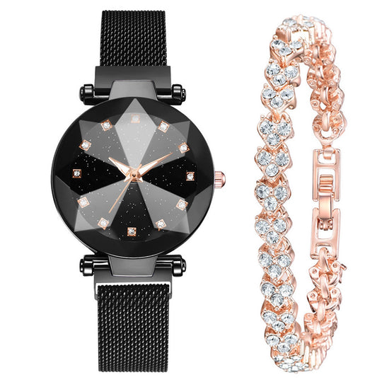 Starry Sky Face Ladies Casual Fashion Watch Set Bracelet Watch