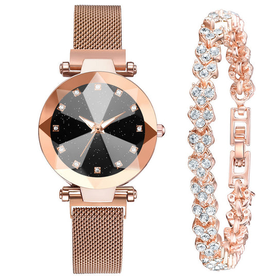 Starry Sky Face Ladies Casual Fashion Watch Set Bracelet Watch