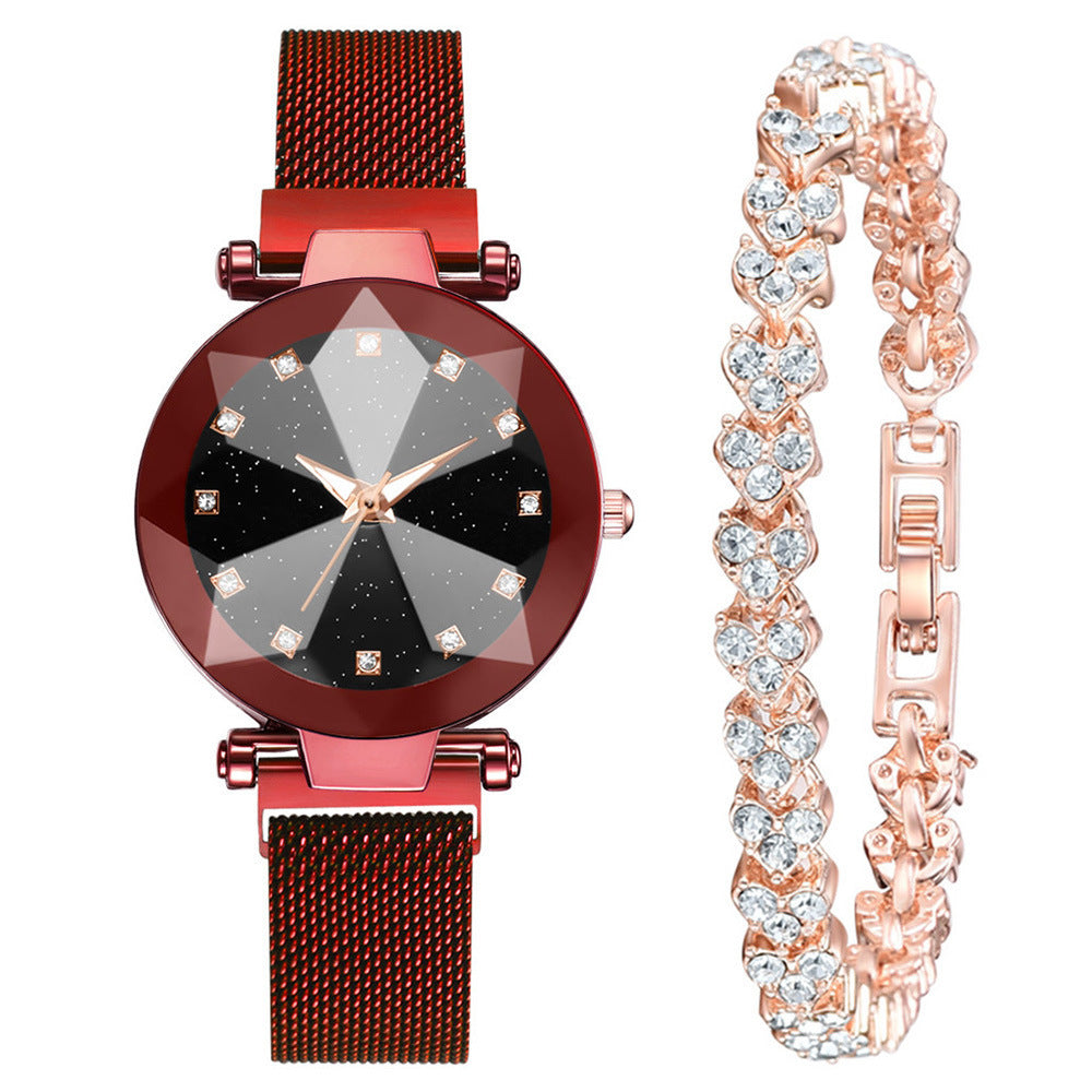 Starry Sky Face Ladies Casual Fashion Watch Set Bracelet Watch