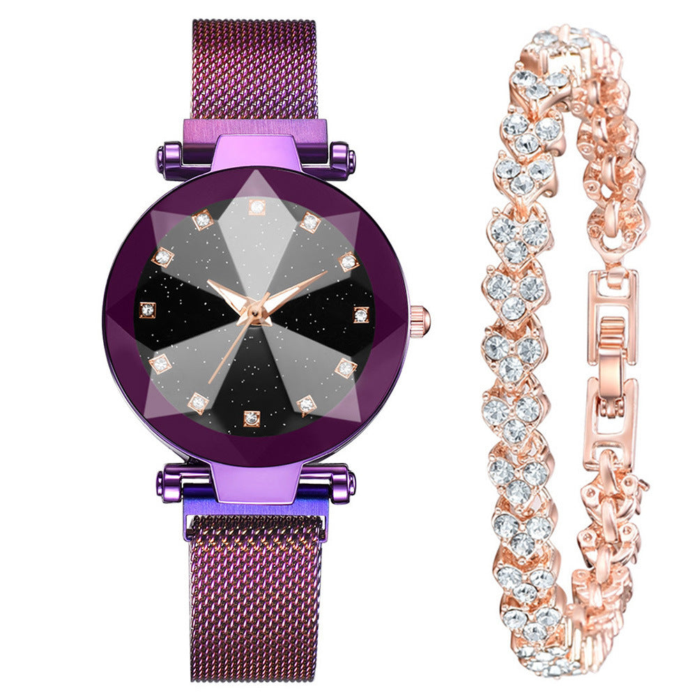 Starry Sky Face Ladies Casual Fashion Watch Set Bracelet Watch