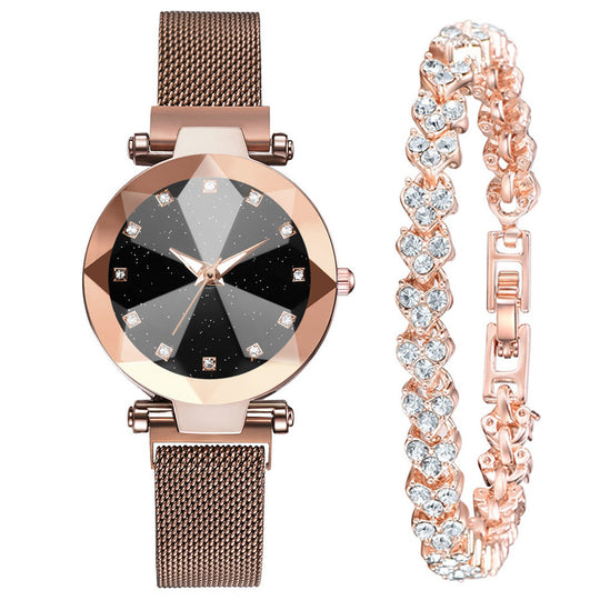 Starry Sky Face Ladies Casual Fashion Watch Set Bracelet Watch