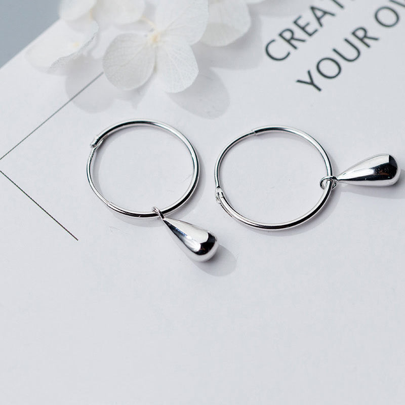 Sterling Silver Earrings Female Temperament Water Drop Earrings