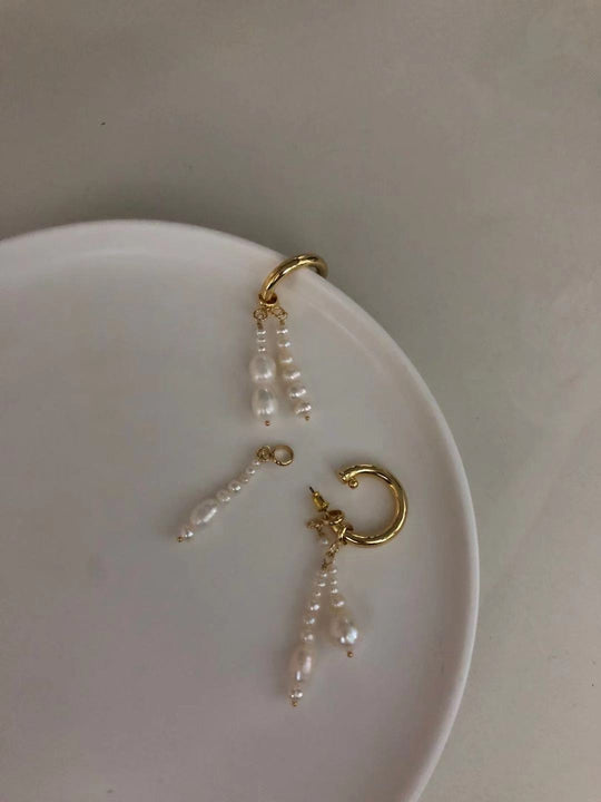 Female Asymmetric Freshwater Pearl Earrings Detachable Earring