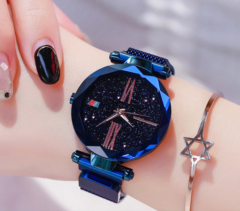 Buckle Starry Diamond Geometric Surface Quartz Wristwatch