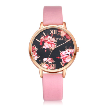 High Quality Fashion Leather Strap Rose Gold Women Watch