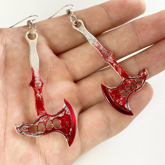 Bloodstained Horror Halloween Earrings Scissors Axe Personality Party