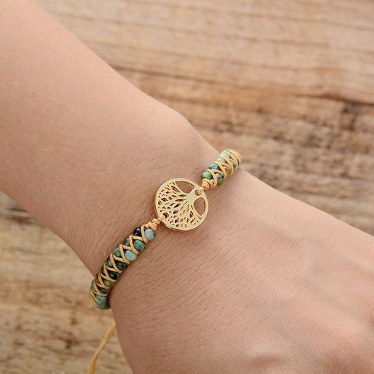 Tree Charm Bracelets African Japser String Braided Bracelets