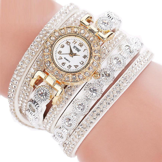 Women PU Leather Rhinestone Watch Bracelet Watches