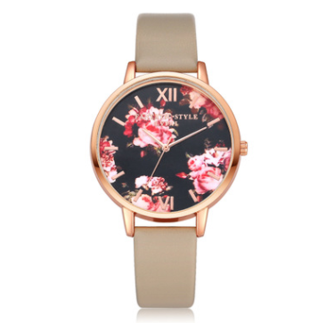 High Quality Fashion Leather Strap Rose Gold Women Watch