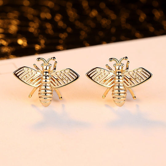 Crystal Rhinestone Bee Earings For Women Sweet Beauty