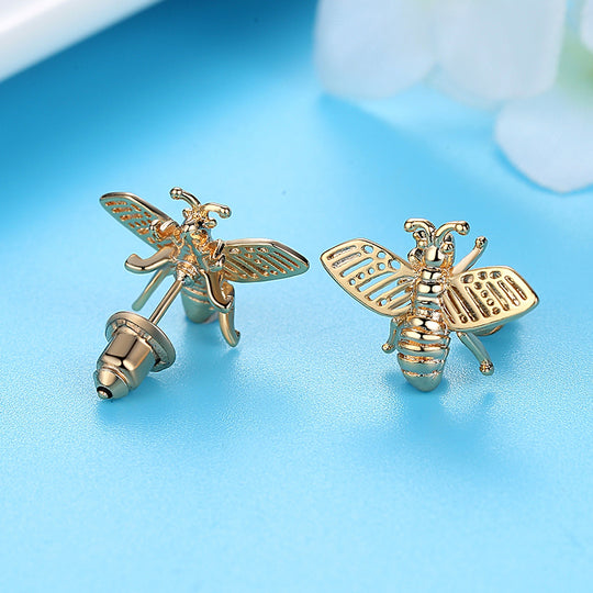 Crystal Rhinestone Bee Earings For Women Sweet Beauty