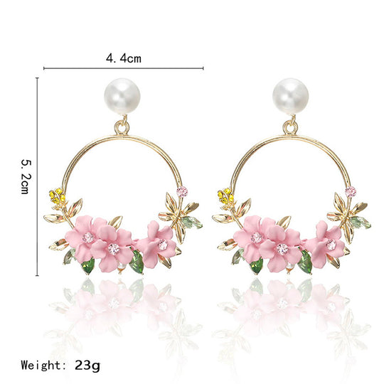 Trendy Cute Pink Flower Earrings For Women Girls Jewelry