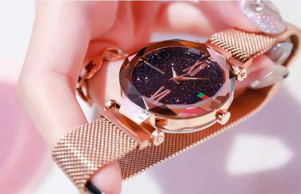 Buckle Starry Diamond Geometric Surface Quartz Wristwatch