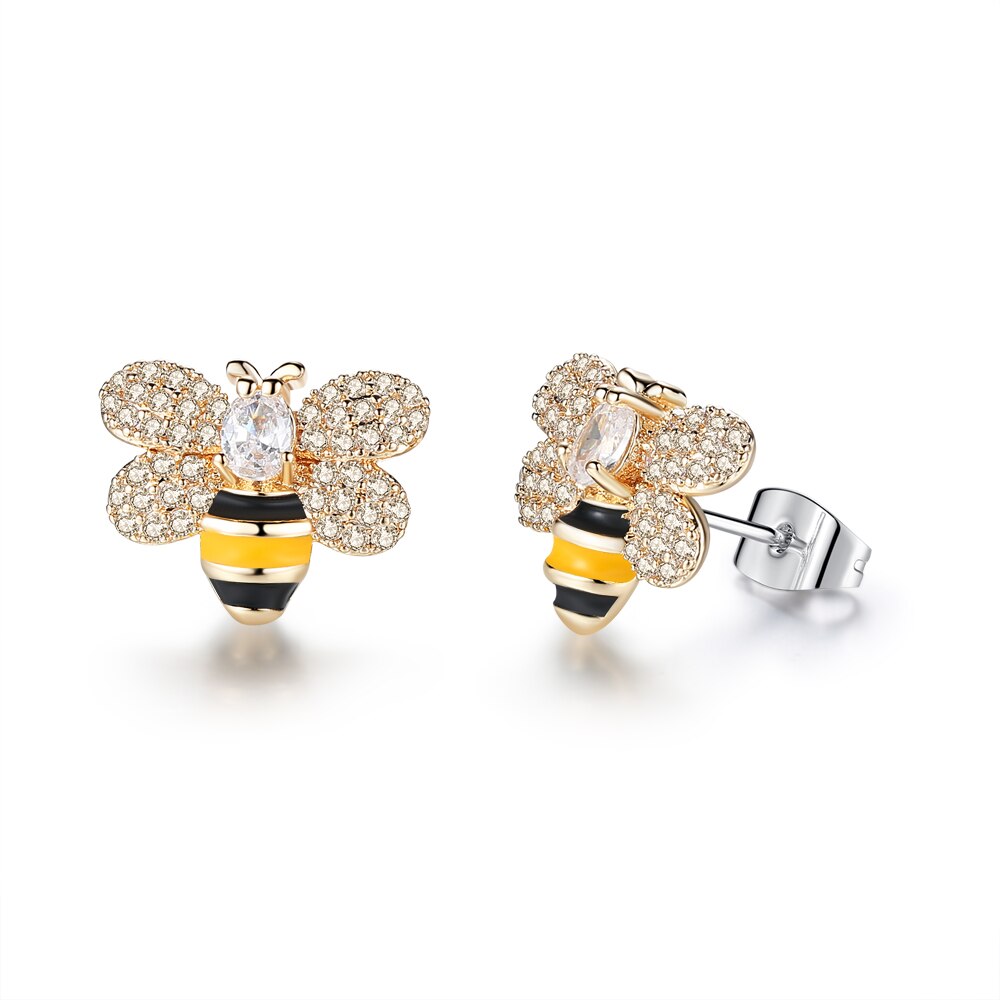 Crystal Rhinestone Bee Earings For Women Sweet Beauty