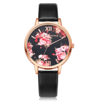 High Quality Fashion Leather Strap Rose Gold Women Watch