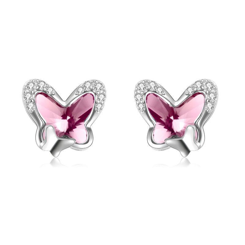 925 Sterling Silver Butterfly Stud Hypoallergenic Earring