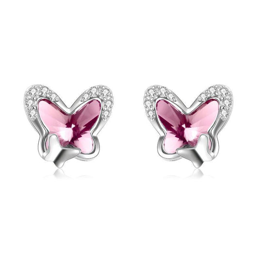 925 Sterling Silver Butterfly Stud Hypoallergenic Earring