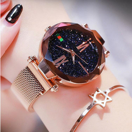 Buckle Starry Diamond Geometric Surface Quartz Wristwatch