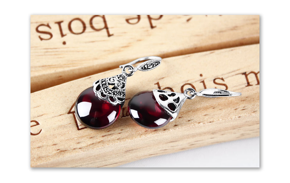 Vintage Round Garnet Earrings