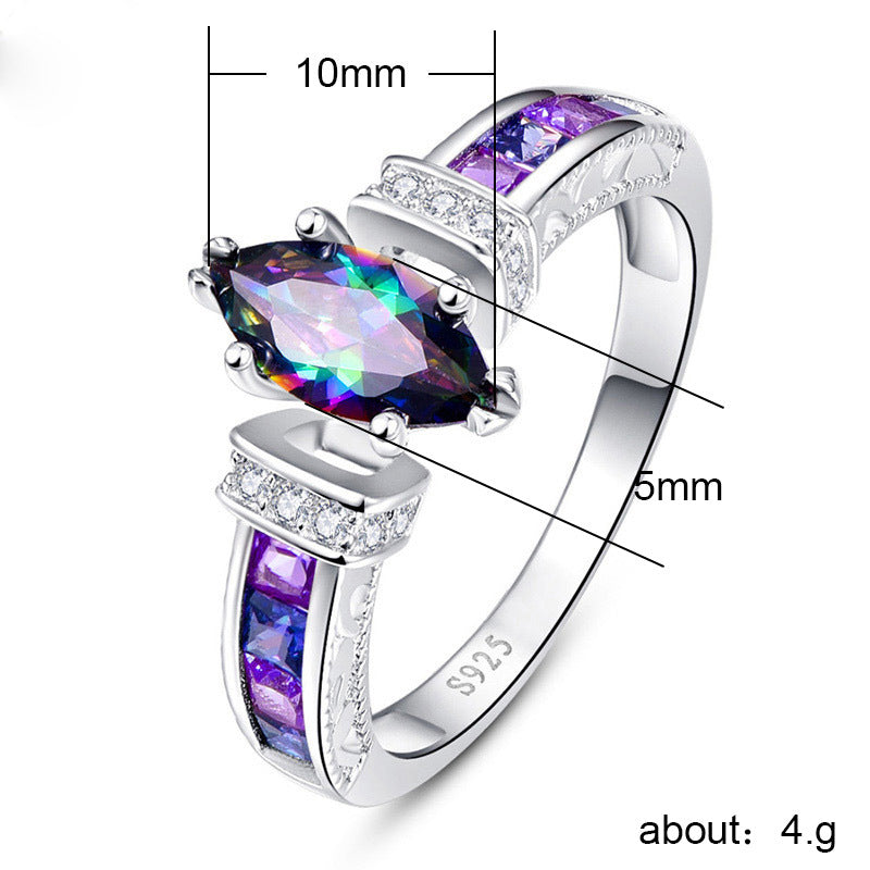 Colorful oval zircon ring