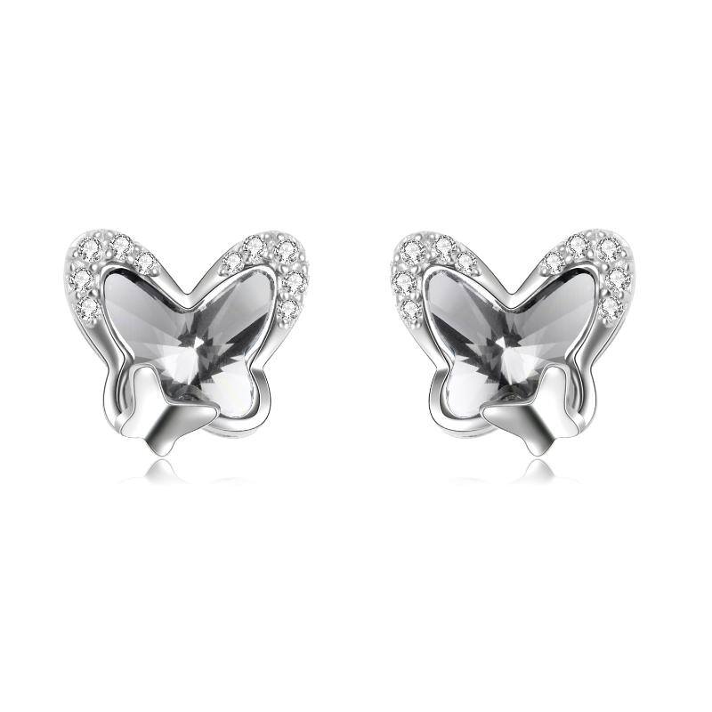 925 Sterling Silver Butterfly Stud Hypoallergenic Earring