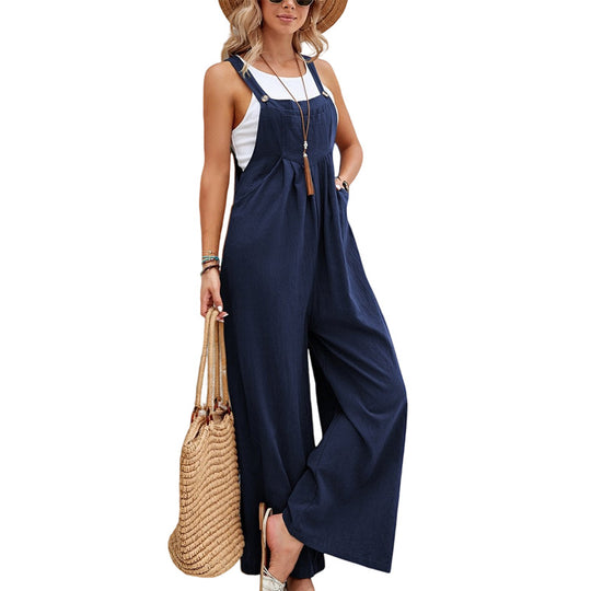 Women Long Bib Pants Overalls Casual Loose Rompers Jumpsuits