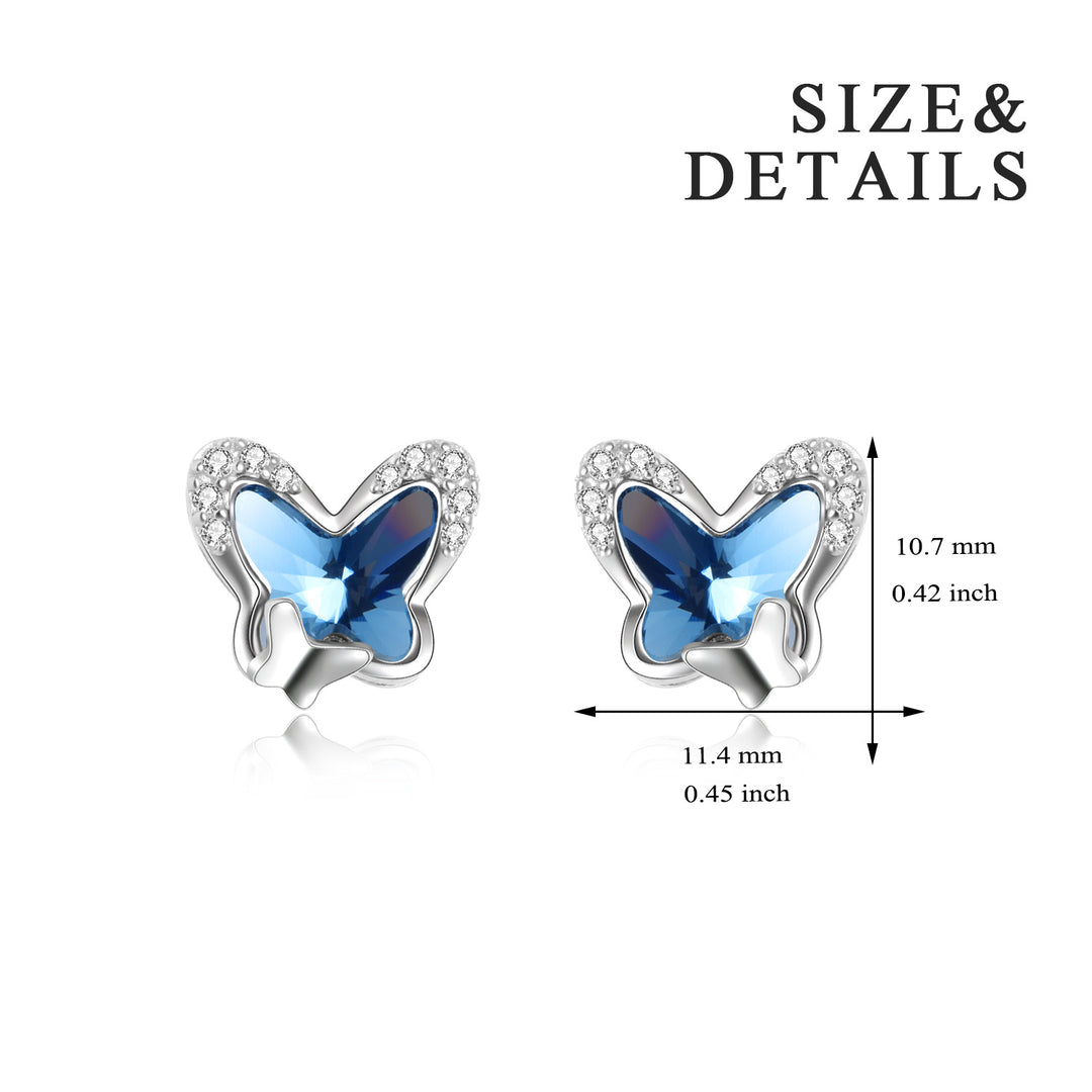 925 Sterling Silver Butterfly Stud Hypoallergenic Earring