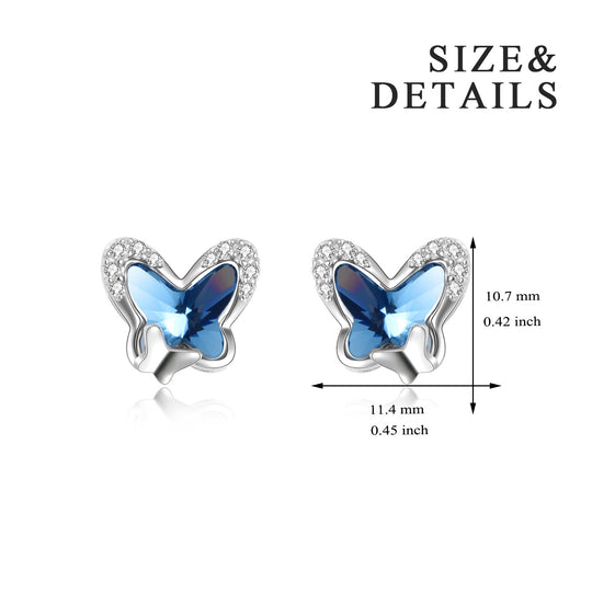 925 Sterling Silver Butterfly Stud Hypoallergenic Earring