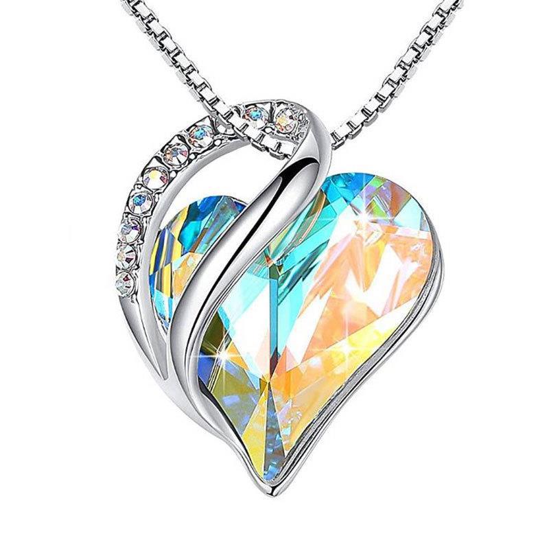 925 Sliver Heart Shaped Geometric Necklace Jewelry