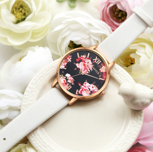 High Quality Fashion Leather Strap Rose Gold Women Watch