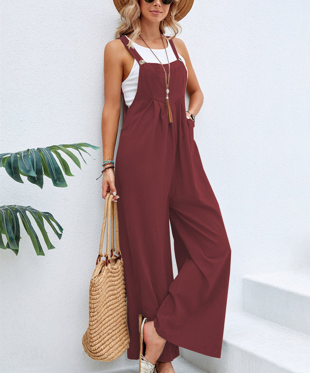 Women Long Bib Pants Overalls Casual Loose Rompers Jumpsuits