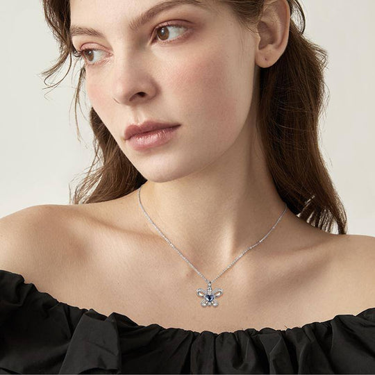 Sterling Silver Butterfly Heart Crystal Urn Necklace Cremation