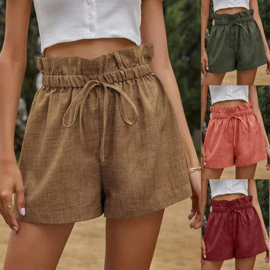 Women's Fashion High Waist Lace-up Loose Wide Leg Shorts