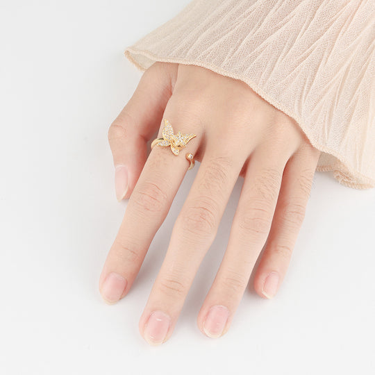 Women's Creative Golden Butterfly Rotating Ring