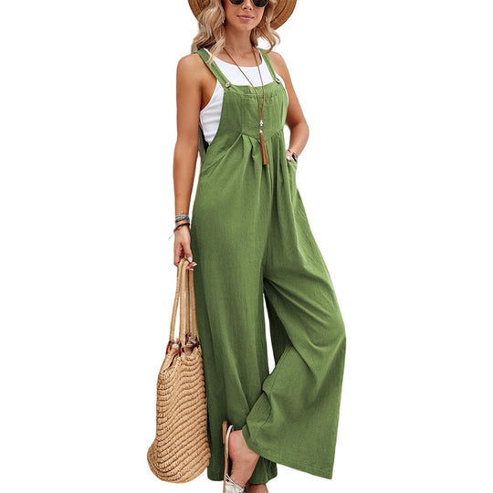 Women Long Bib Pants Overalls Casual Loose Rompers Jumpsuits