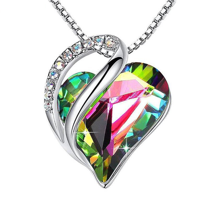 925 Sliver Heart Shaped Geometric Necklace Jewelry