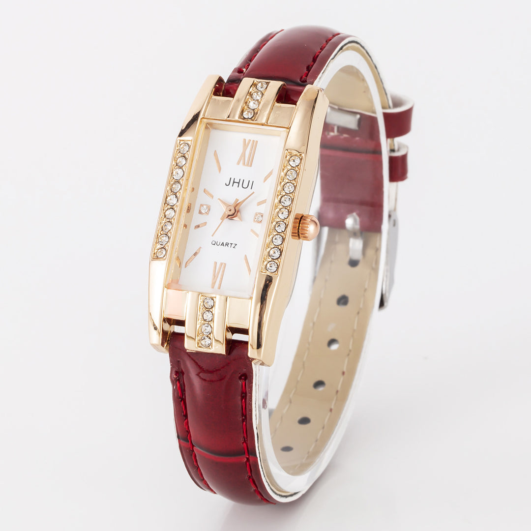 Women's Leisure Slub Pattern Thin Belt Comfortable Luxury Small Diamond Watch