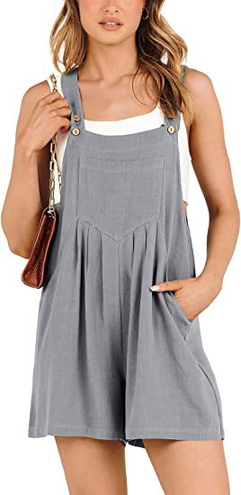 Casual Adjustable Strap Loose Short Bib Overalls Jumpsuit Rompers