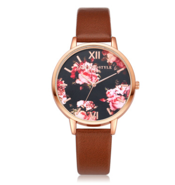 High Quality Fashion Leather Strap Rose Gold Women Watch