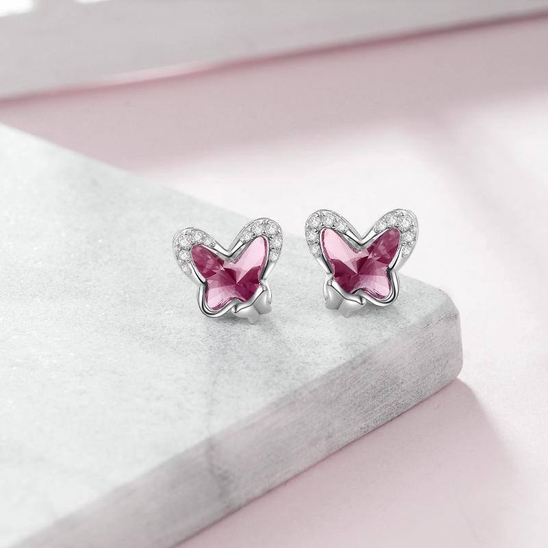 925 Sterling Silver Butterfly Stud Hypoallergenic Earring